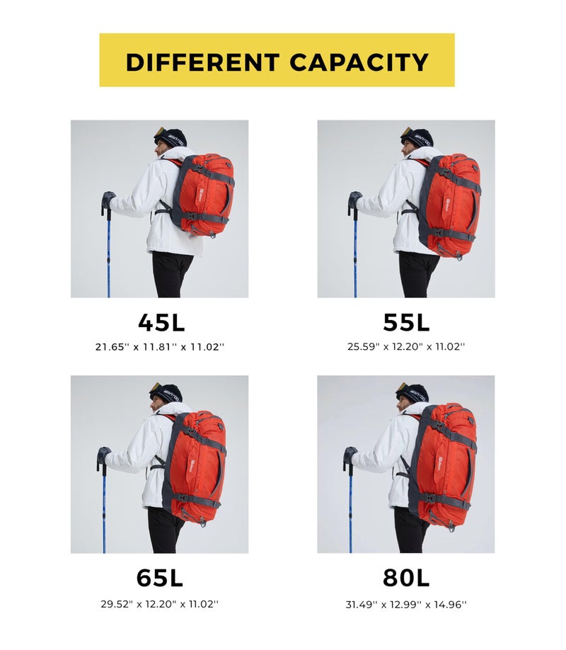 Ubon Duffel Backpack Bag Weekender Bags with Padded Straps for Travel Gym Sports (Orange,65L) - Image 2